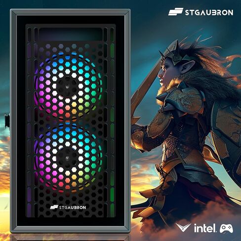 STGAubron-Gaming PC Computer Desktop-RX 560 4GB-Intel i7 Xeon E5 3.0GHz-16GB RAM-512GB SSD WiFi BT-5.0,W10H64, RGB Fanx3, RGB Keyboard & Mouse & Mouse Pad-Gaming Computer Tower-for Gamer,Streaming in Saudi Arabia