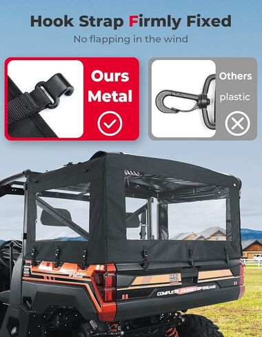 حامل غطاء سرير KEMIMOTO UTV الناعم متوافق مع Polaris Ranger 570 / XP 900/1000 / XP 1000 / Crew XP 1000 2013-2024 ملحقات غطاء قماش علوي للتخييم الخلفي in Kuwait