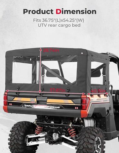 حامل غطاء سرير KEMIMOTO UTV الناعم متوافق مع Polaris Ranger 570 / XP 900/1000 / XP 1000 / Crew XP 1000 2013-2024 ملحقات غطاء قماش علوي للتخييم الخلفي in Kuwait