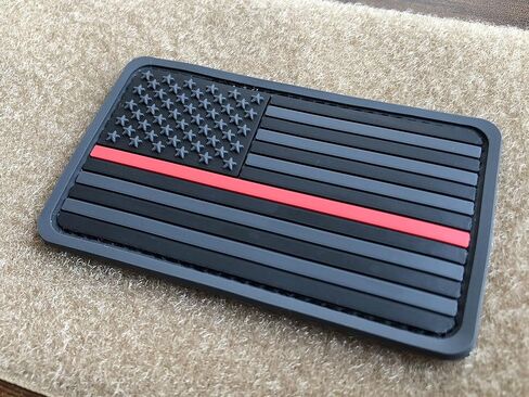 2 Pack 2x3.5 3D PVC Rubber Thin Red Line US USA American Flag Firefighter Patch (Gray) in Kuwait