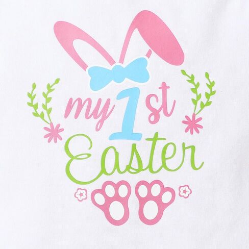 YOUNGER TREE Baby Girl Easter Outfit My First Easter Baby Girl Outfit Ruffled Romper Easter Shirt Short Sleeve Tutu Dress in Saudi Arabia