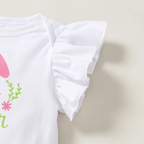 YOUNGER TREE Baby Girl Easter Outfit My First Easter Baby Girl Outfit Ruffled Romper Easter Shirt Short Sleeve Tutu Dress in Saudi Arabia