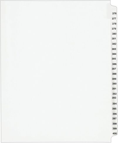 Avery Legal Dividers، مجموعات قياسية مجمعة، مقاس Letter، علامات تبويب جانبية، 376-400 (01345) in Kuwait