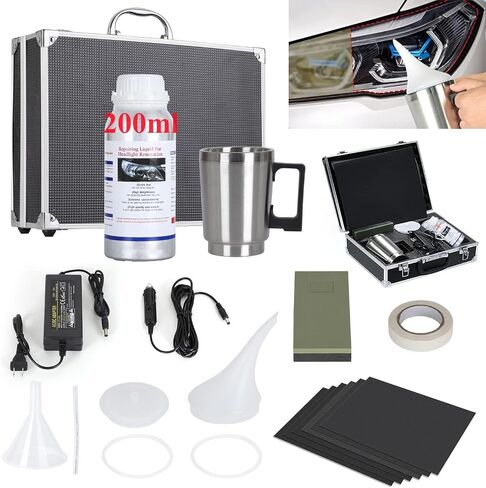 Headlight Repair Kit,Automobile Headlight Restoration Kits with 200ML Repair Liquid,Car Headlight Polish Repair Tool for Repair Headlight Yellowing, Haze, Scratches in Kuwait