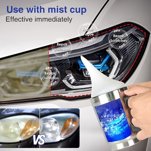 Headlight Repair Kit,Automobile Headlight Restoration Kits with 200ML Repair Liquid,Car Headlight Polish Repair Tool for Repair Headlight Yellowing, Haze, Scratches in Kuwait