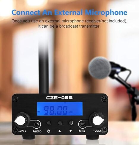 FM Transmitter for Church,FM Radio Broadcast Transmitter,Long Range FM Radio Transmitter Stereo Mini Radio Station with 3.5mm Mic Audio Jack for Drive-in Movie,Church Parking Lot,Lights Fireworks Show in Kuwait