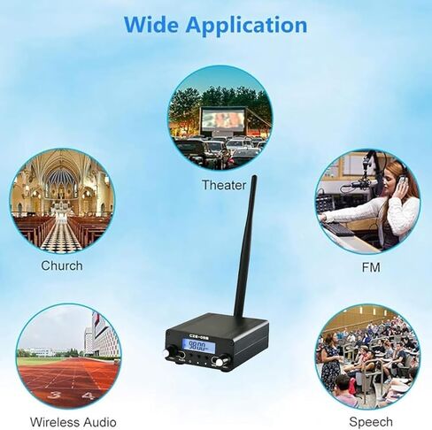 FM Transmitter for Church,FM Radio Broadcast Transmitter,Long Range FM Radio Transmitter Stereo Mini Radio Station with 3.5mm Mic Audio Jack for Drive-in Movie,Church Parking Lot,Lights Fireworks Show in Kuwait