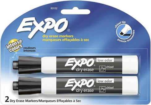 EXPO Low Odor Dry Erase Markers, Chisel Tip, Black, 2 Pack in Saudi Arabia