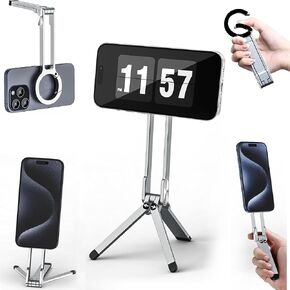 حامل ثلاثي مغناطيسي للهاتف، حامل ثلاثي القوائم صغير محمول ABS Maglock قابل للتعديل لهاتف iPhone 17/16/15/14، حامل هاتف محمول صغير الحجم مع مغناطيس قوي وتركيب سريع، فضي in Kuwait