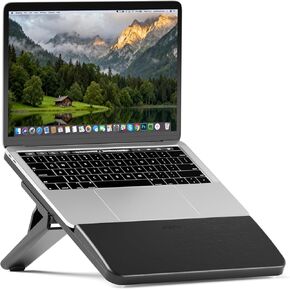 حامل كمبيوتر محمول من الخيزران قابل للتعديل، حامل كمبيوتر محمول، حامل كمبيوتر محمول مريح مع مسند للمعصم، متوافق مع جميع أجهزة الكمبيوتر المحمولة مقاس 9.8-15 بوصة، ماك بوك إير برو/إتش بي/ديل/لينوفو، أسود in Kuwait