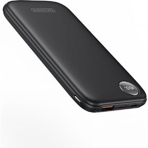 Powerbank Fast Charging Max 12V/4.5A, Ultra Slim Portable Charger USB C 10000mah, Travel Power Bank for iPhone 11 12 13 14 15 16 17 Samsung Android, DC Lightweight Battery Pack Phone Charger, Black in Kuwait