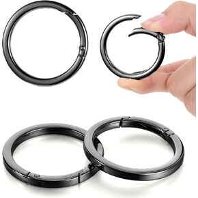 4Pcs 2 Inch Metal O Ring Keychain Rings, Large Black Key Rings Round Carabiner Flat Spring O-Ring Keysring Clip for Purse Strap, Handbag, Key Chain Hooks Accessoriess in Saudi Arabia