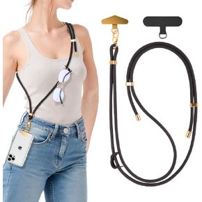Crossbody Phone Lanyard Strap with 2 Tether Tabs (Nylon Pad + Metal Plate), Adjustable Cell Phone Lanyard in Saudi Arabia