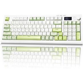 لوحة مفاتيح لاسلكية، لوحة مفاتيح هادئة للعمل، ثلاثية الأوضاع BT5.0/2.4 جيجا هرتز/USB-C، مفاتيح كريمية مع إضاءة خلفية RGB، 94 مفتاحًا، مفاتيح مضادة للظلال، متوافقة مع أجهزة الكمبيوتر الشخصية وأجهزة Mac وأجهزة الألعاب in Kuwait