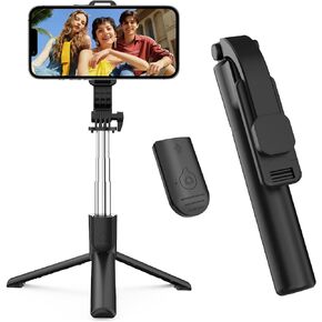 Tripod & 37-inch Telescopic Selfie Stick—Features Wireless Remote Control and 360° Rotation, Ideal for Travel vlogging/Outdoor livestreaming, Compatible with iPhone/Android Smartphones in Saudi Arabia