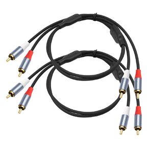 3FT 2 RCA ذكر إلى 2 RCA ذكر كابلات 2-حزمة، موصلات مطلية بالذهب ودرع مزدوج لتقليل الضوضاء، كابل صوت مجدول من النايلون للمسرح المنزلي، ستيريو، تلفزيون، أدوات in Kuwait