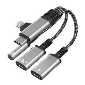 مقسم USBC 1 في 2 لشحن سماعات الرأس USB C والبيانات - إضاءة مزدوجة ومقبس صوت من النوع C إلى 3.5 ملم + محول بيانات طاقة سماعة الرأس USB-C، دعم المكالمات ونقل البيانات لهاتف iPhone 17-5 in Saudi Arabia