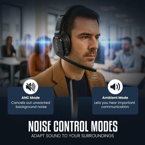 Philips Trucker Bluetooth Headset, Wireless Headset with Noise-Canceling Microphone, 2-in-One Convertible Mono & Stereo Design Headphones, All Day Extended Playtime for Work, Home, Hands-Free Driving in Saudi Arabia