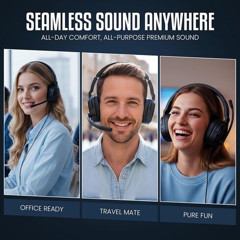 Philips Trucker Bluetooth Headset, Wireless Headset with Noise-Canceling Microphone, 2-in-One Convertible Mono & Stereo Design Headphones, All Day Extended Playtime for Work, Home, Hands-Free Driving in Saudi Arabia