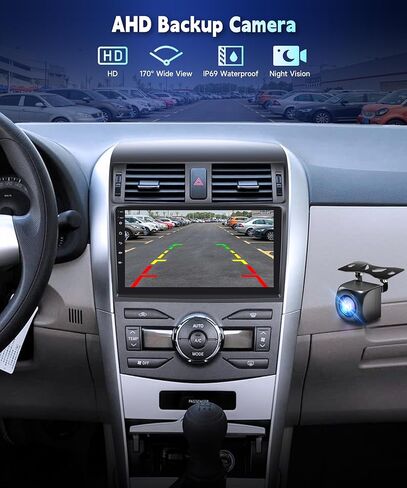 راديو HiFi 2G+64G لسيارة Toyota Corolla 2009-2013 ستيريو لاسلكي مع شاشة لمس 9 بوصة 1080 بكسل IPS، كاميرا احتياطية AHD IP69، Android Auto 5.0 بلوتوث 16EQ MirrorLink RCA GPS SWC FM/RDS راديو in Kuwait