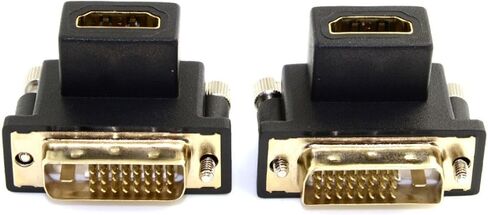 chenyang 2 حزمة محول HDMI إلى DVI، DVI ذكر إلى HDMI أنثى 90 درجة زاوية مطلية بالذهب محول ثنائي الاتجاه للتلفزيون والشاشة والكمبيوتر in Saudi Arabia
