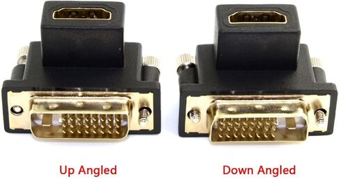 chenyang 2 حزمة محول HDMI إلى DVI، DVI ذكر إلى HDMI أنثى 90 درجة زاوية مطلية بالذهب محول ثنائي الاتجاه للتلفزيون والشاشة والكمبيوتر in Saudi Arabia