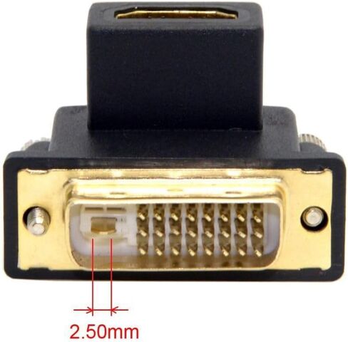 chenyang 2 حزمة محول HDMI إلى DVI، DVI ذكر إلى HDMI أنثى 90 درجة زاوية مطلية بالذهب محول ثنائي الاتجاه للتلفزيون والشاشة والكمبيوتر in Saudi Arabia