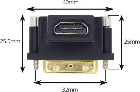 chenyang 2 حزمة محول HDMI إلى DVI، DVI ذكر إلى HDMI أنثى 90 درجة زاوية مطلية بالذهب محول ثنائي الاتجاه للتلفزيون والشاشة والكمبيوتر in Saudi Arabia