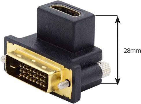 chenyang 2 حزمة محول HDMI إلى DVI، DVI ذكر إلى HDMI أنثى 90 درجة زاوية مطلية بالذهب محول ثنائي الاتجاه للتلفزيون والشاشة والكمبيوتر in Saudi Arabia