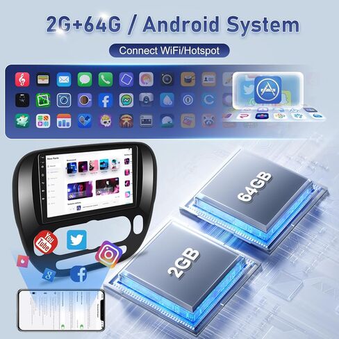 [4 Core 64G] Car Radio for Kia Soul 2014-2017 (Only for Manual A/C), 9 inch Android Touch Screen Kia Soul Stereo with Carplay/Android Auto, EQ, SWC, Bluetooth, 26 Ul Desktop Themes in Saudi Arabia