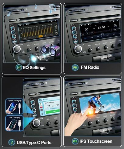 6.9 بوصة ستيريو سيارة أحادي الدين لاسلكي Apple CarPlay، شاشة لمس IPS 1280 * 480، بلوتوث السيارة 5.2، راديو FM للسيارة، أجهزة استقبال صوت السيارة، كاميرا احتياطية للرؤية الليلية، Android Auto، USB Type-c in Kuwait