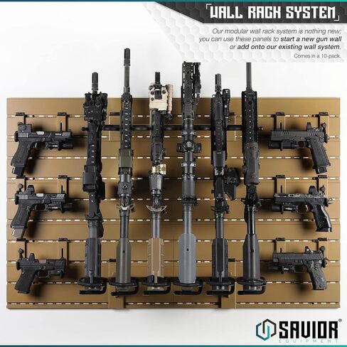 نظام رف الحائط من Savior Equipment، لوحات Slatwall من الفولاذ شديدة التحمل، وحدة تخزين مثبتة على الحائط، 5 أو 10 قطع من الأسلحة النارية المعيارية، منظم ملحقات معدات الحائط in Kuwait