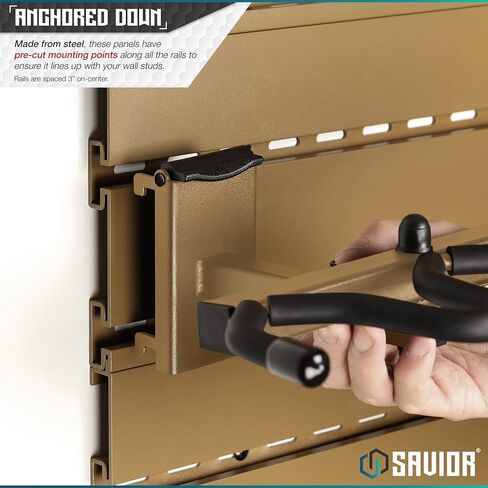 نظام رف الحائط من Savior Equipment، لوحات Slatwall من الفولاذ شديدة التحمل، وحدة تخزين مثبتة على الحائط، 5 أو 10 قطع من الأسلحة النارية المعيارية، منظم ملحقات معدات الحائط in Kuwait