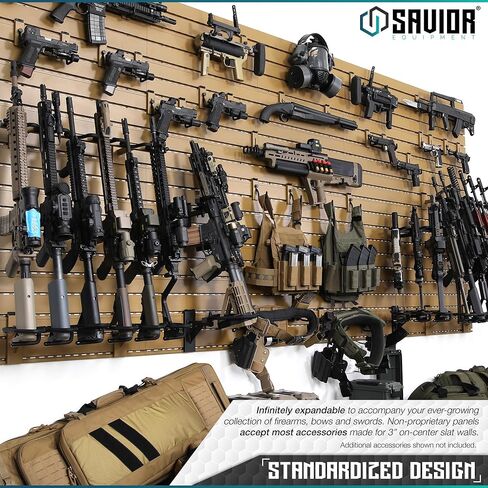 نظام رف الحائط من Savior Equipment، لوحات Slatwall من الفولاذ شديدة التحمل، وحدة تخزين مثبتة على الحائط، 5 أو 10 قطع من الأسلحة النارية المعيارية، منظم ملحقات معدات الحائط in Kuwait