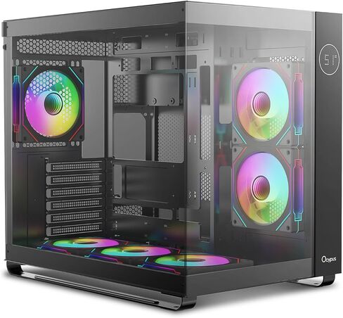 حقيبة ألعاب Iota C70 BK ARGB Mid-Tower ATX PC، 6 مراوح ARGB مثبتة مسبقًا وشاشة عرض درجة الحرارة في الوقت الحقيقي، MB مثبتة على الجانب الخلفي، عرض بانورامي، لوحة معدنية بالكامل، إصدار سريع، Type-C 3.1، لـ ATX/MATX/ITX/YTX in Saudi Arabia