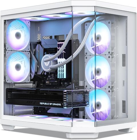 Vetroo CT3 ATX Mid-Tower Gaming Computer PC Case, Dual Chamber Panoramic Tempered Glass, Supports 360mm Radiator & 11 Fans, Up to 410mm GPU, Type-C Ready, High-Airflow for 50 Series GPUs (White) in Saudi Arabia