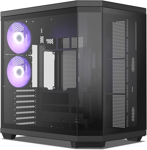 حافظة كمبيوتر ألعاب Vetroo CT3 ATX Mid-Tower، زجاج مقسى بانورامي مزدوج الحجرة، يدعم مشعاع 360 مم و11 مروحة، وحدة معالجة رسومات تصل إلى 410 مم، جاهز من النوع C، تدفق هواء عالي لوحدات معالجة الرسومات 50 سلسلة (أبيض) in Saudi Arabia