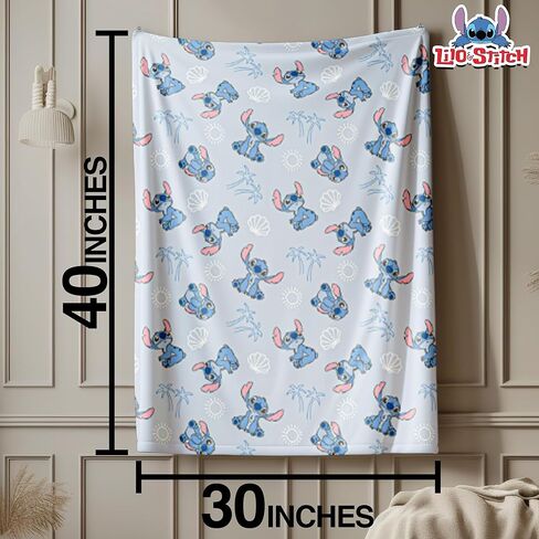 Cudlie Stitch Blanket | Lilo & Stitch Baby Blanket | Stich's Fleece Throw | Lilo & Stich's Newborn Blankets | 30" X 40" | Blue | Officially Licensed in Saudi Arabia