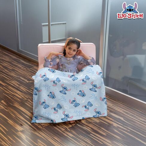 Cudlie Stitch Blanket | Lilo & Stitch Baby Blanket | Stich's Fleece Throw | Lilo & Stich's Newborn Blankets | 30" X 40" | Blue | Officially Licensed in Saudi Arabia