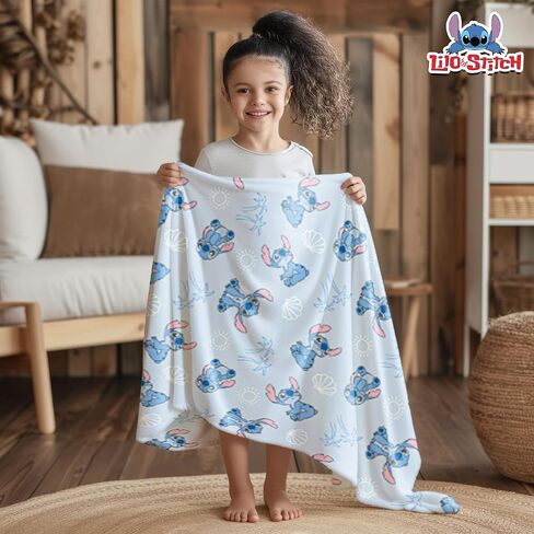 Cudlie Stitch Blanket | Lilo & Stitch Baby Blanket | Stich's Fleece Throw | Lilo & Stich's Newborn Blankets | 30" X 40" | Blue | Officially Licensed in Saudi Arabia