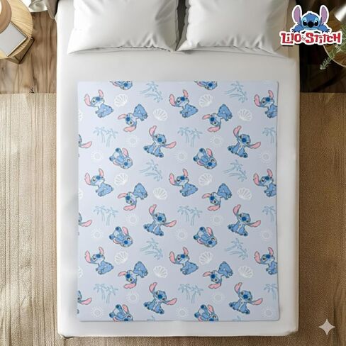 Cudlie Stitch Blanket | Lilo & Stitch Baby Blanket | Stich's Fleece Throw | Lilo & Stich's Newborn Blankets | 30" X 40" | Blue | Officially Licensed in Saudi Arabia