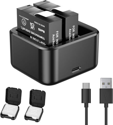 Replacement Insta360 Ace Pro Battery 2 * 1800mAh and 3-Channels Charger Station Compatible with Insta360 Ace Pro Action Camera Accessories in Kuwait