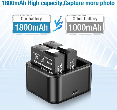 Replacement Insta360 Ace Pro Battery 2 * 1800mAh and 3-Channels Charger Station Compatible with Insta360 Ace Pro Action Camera Accessories in Kuwait