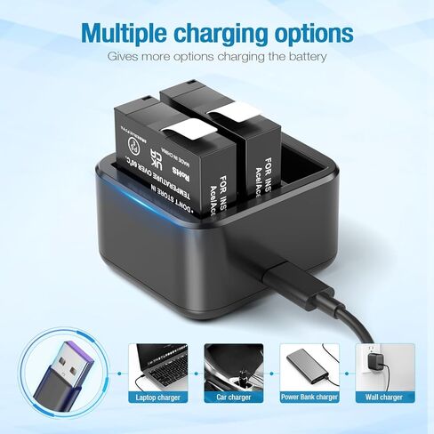 Replacement Insta360 Ace Pro Battery 2 * 1800mAh and 3-Channels Charger Station Compatible with Insta360 Ace Pro Action Camera Accessories in Kuwait