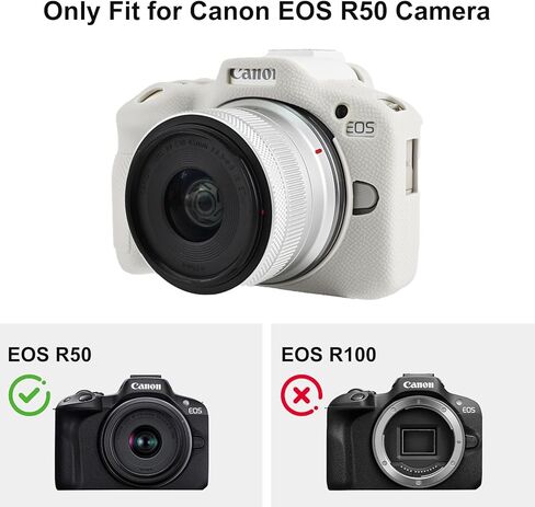 EOSR50 EOS R50 Camera Case Accessories Kit, Lightweight Silicone Protective Case with Strap Wrist, Anti-Scratch Slim Fit Soft Cover for Canon EOS R50 Camera (Beige) in Saudi Arabia