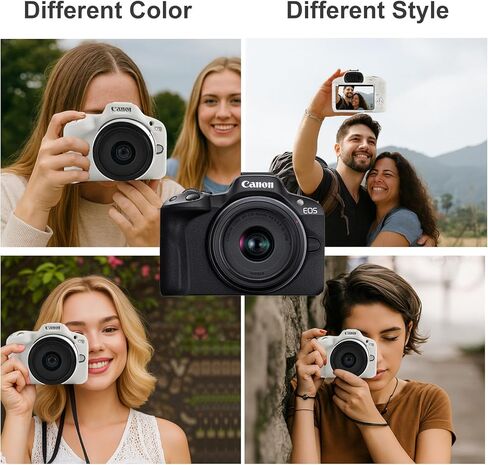 EOSR50 EOS R50 Camera Case Accessories Kit, Lightweight Silicone Protective Case with Strap Wrist, Anti-Scratch Slim Fit Soft Cover for Canon EOS R50 Camera (Beige) in Saudi Arabia