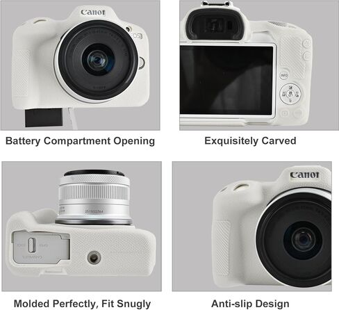 EOSR50 EOS R50 Camera Case Accessories Kit, Lightweight Silicone Protective Case with Strap Wrist, Anti-Scratch Slim Fit Soft Cover for Canon EOS R50 Camera (Beige) in Saudi Arabia