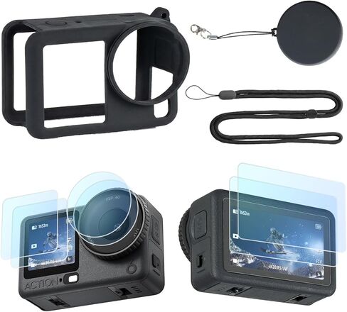 حافظة من السيليكون من HSU لكاميرا DJI Osmo Action 6، وواقيات الشاشة وأغطية العدسات والحبل، ومجموعة ملحقات الكاميرا DJI Osmo Action 6 in Kuwait