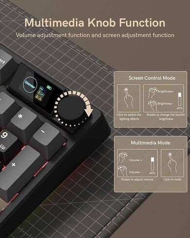 لوحة مفاتيح ميكانيكية لاسلكية Keymatic M98 مع شاشة ومقبض، لوحة مفاتيح ألعاب 96% BT/2.4G/USB-C، لوحة مفاتيح مخصصة للألعاب قابلة للتبديل السريع، مع بطارية 8000 مللي أمبير في الساعة in Kuwait
