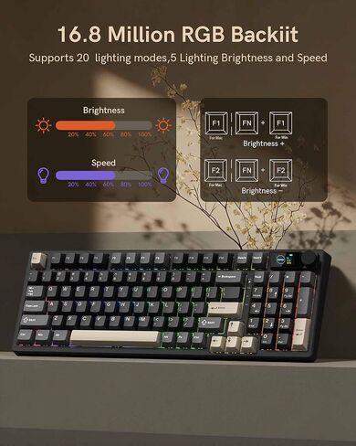لوحة مفاتيح ميكانيكية لاسلكية Keymatic M98 مع شاشة ومقبض، لوحة مفاتيح ألعاب 96% BT/2.4G/USB-C، لوحة مفاتيح مخصصة للألعاب قابلة للتبديل السريع، مع بطارية 8000 مللي أمبير في الساعة in Kuwait